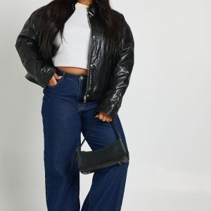 Plus Faux Leather Oversized Jacket