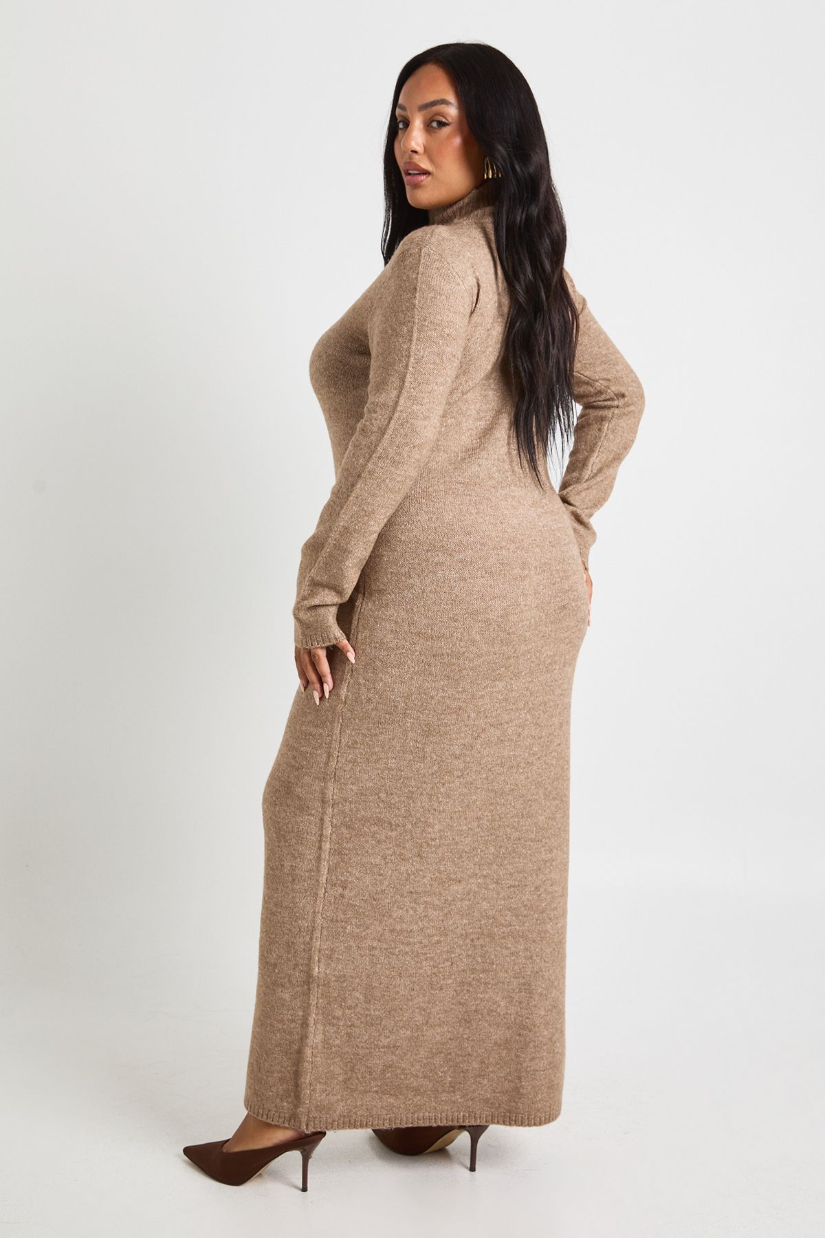 Plus High Neck Knit Jumper Maxi Dress - Image 2