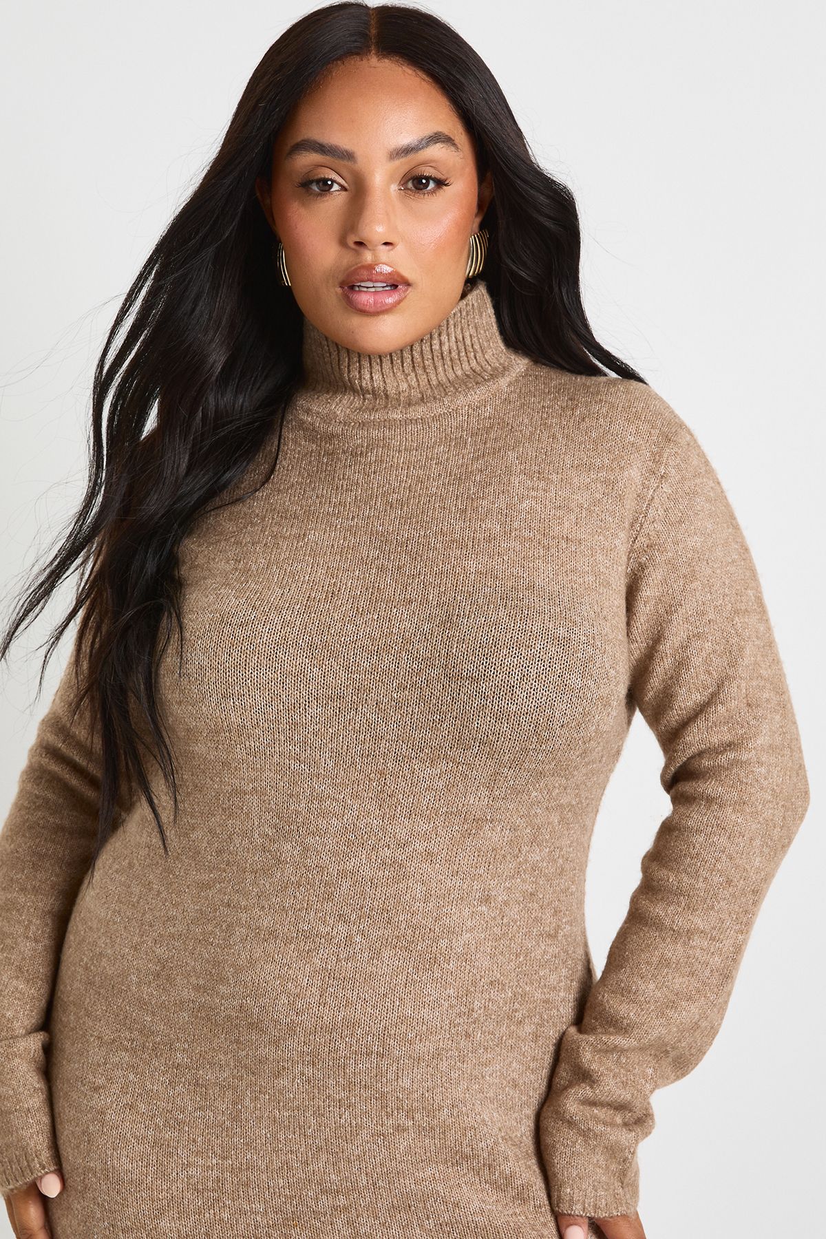 Plus High Neck Knit Jumper Maxi Dress - Image 4