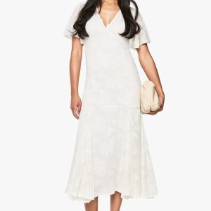 Burnout Floral Angel Sleeve Midaxi Dress