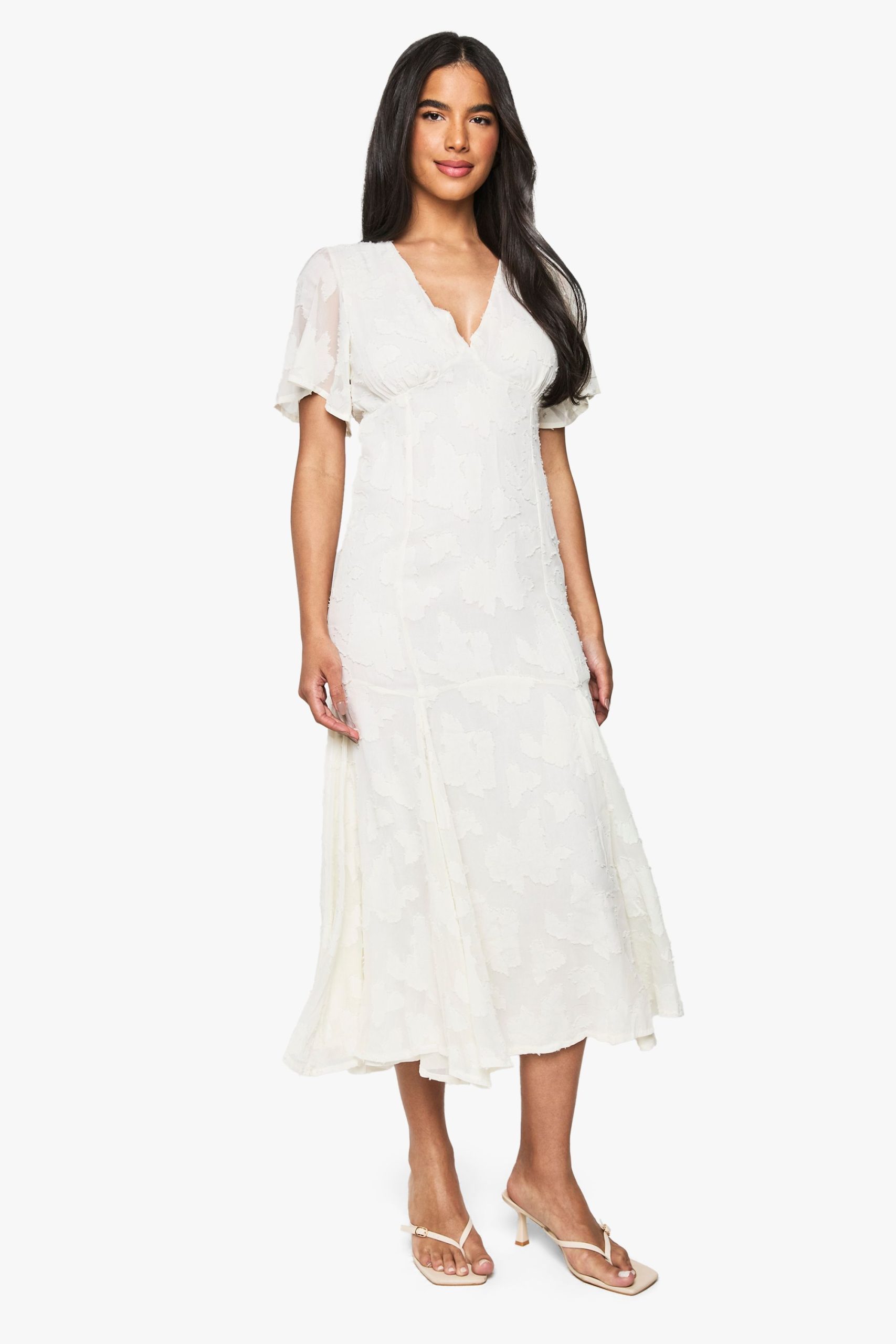 Burnout Floral Angel Sleeve Midaxi Dress - Image 3