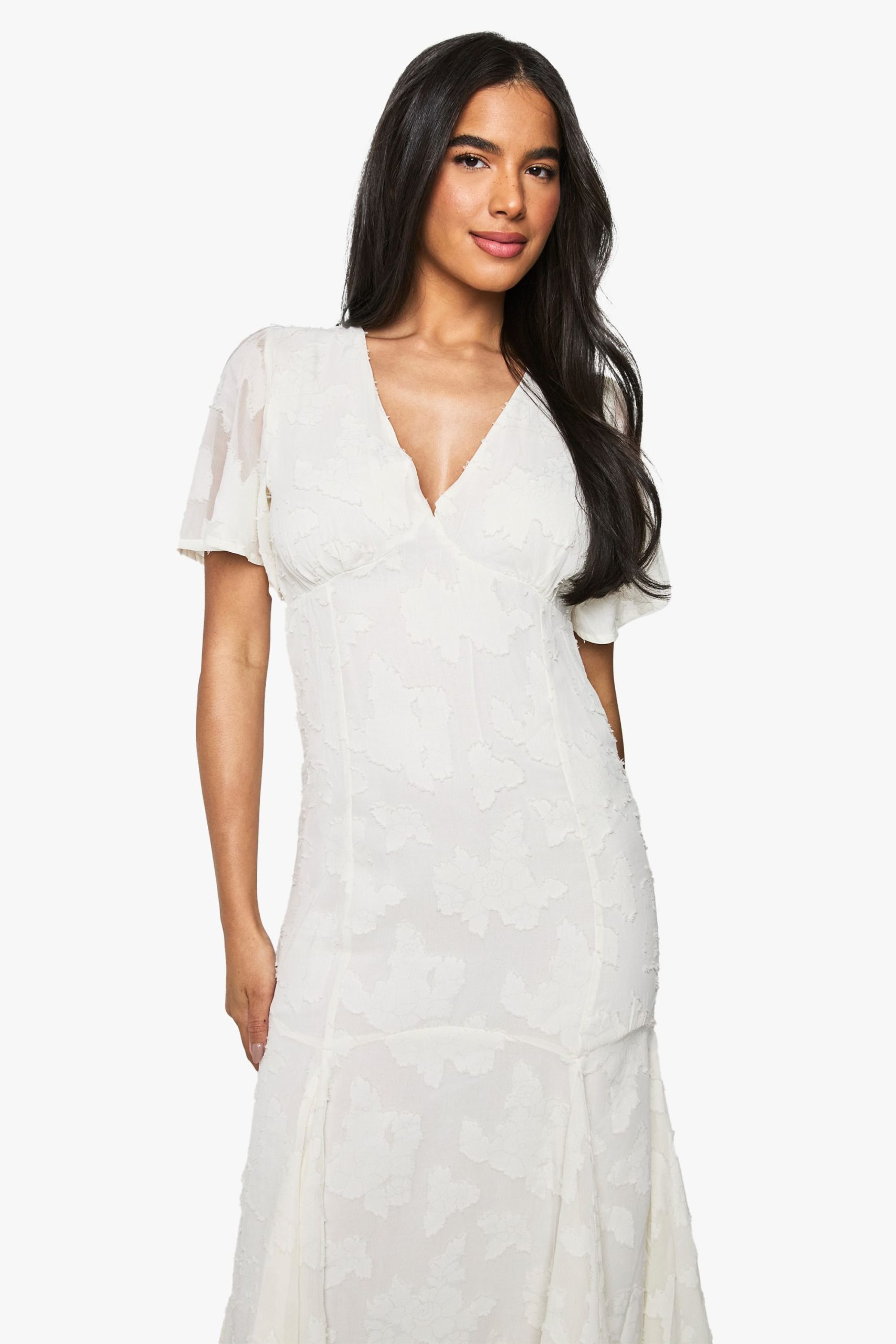 Burnout Floral Angel Sleeve Midaxi Dress - Image 4