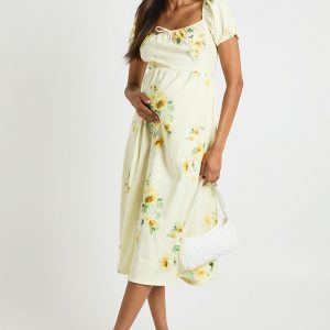 Maternity Floral Milkmaid Midi Dress