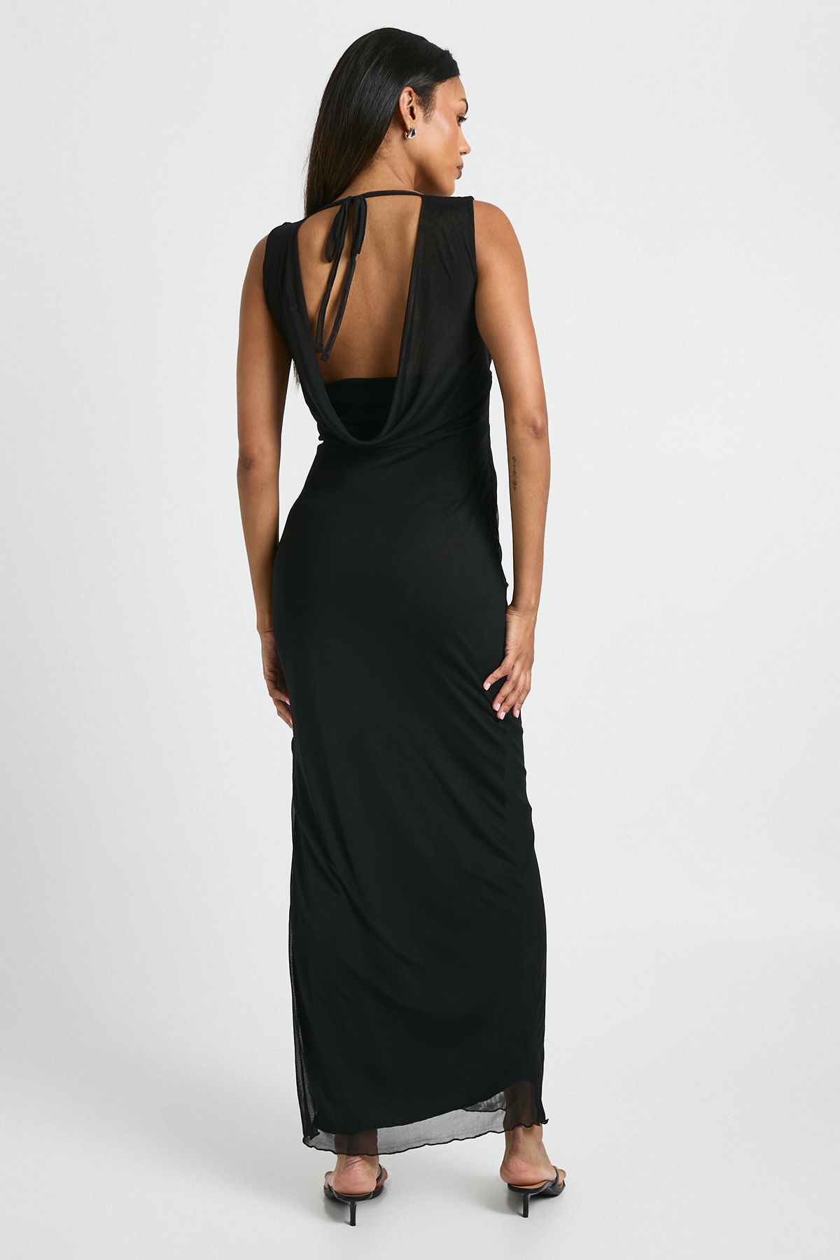 Maternity mesh cowl ruched maxi dress - Image 2