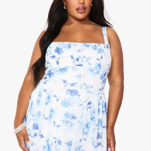 Plus Porcelain Mesh Skater Dress