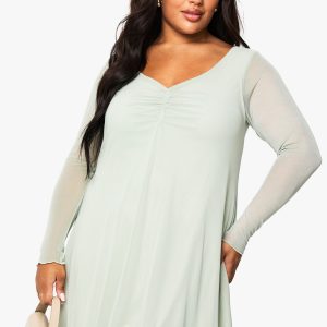 plus ruched bust mesh mini dress