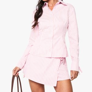 Stripe Poplin Wrap Skort