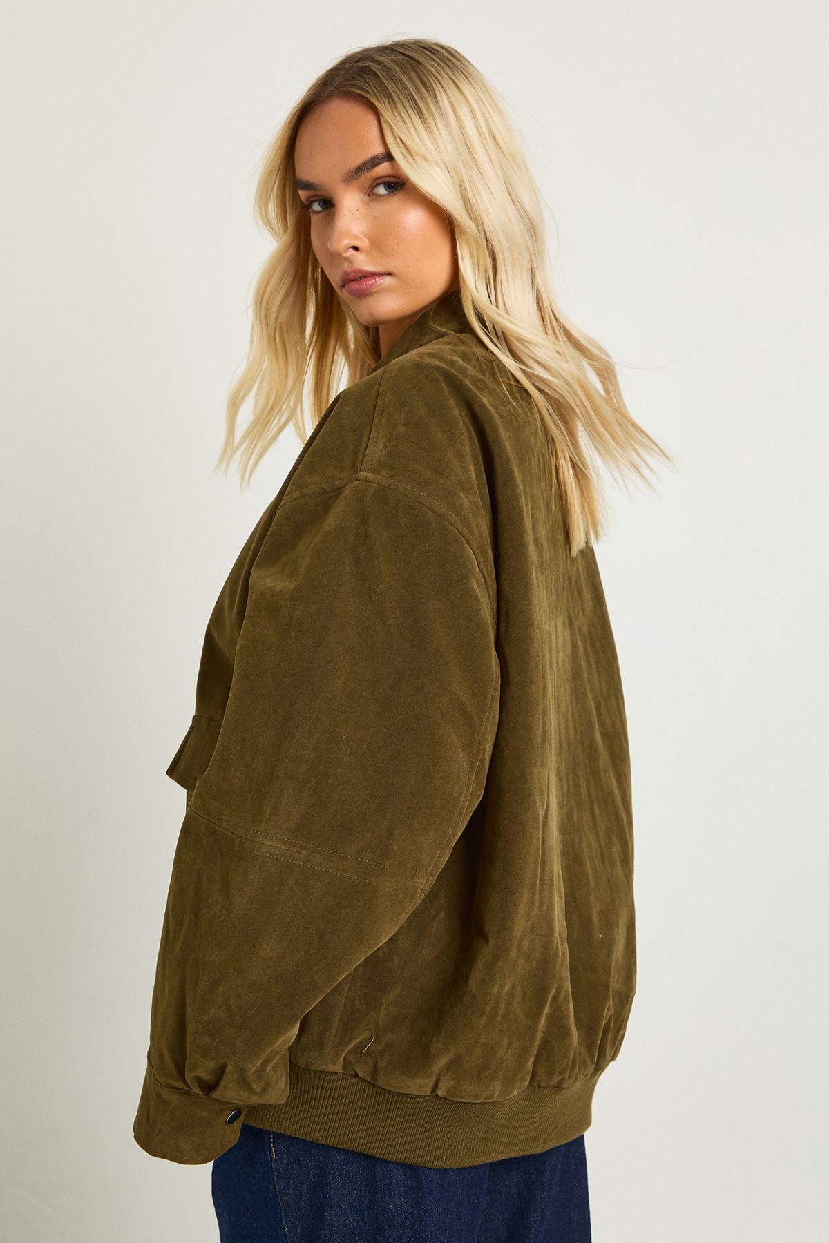 Oversized Faux Suede Jacket - Image 2