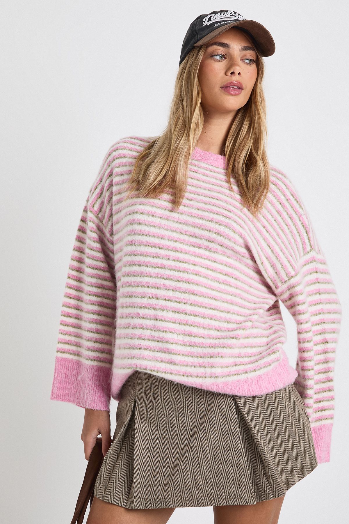 Super Soft Thin Stripe Oversized Knitted Jumper