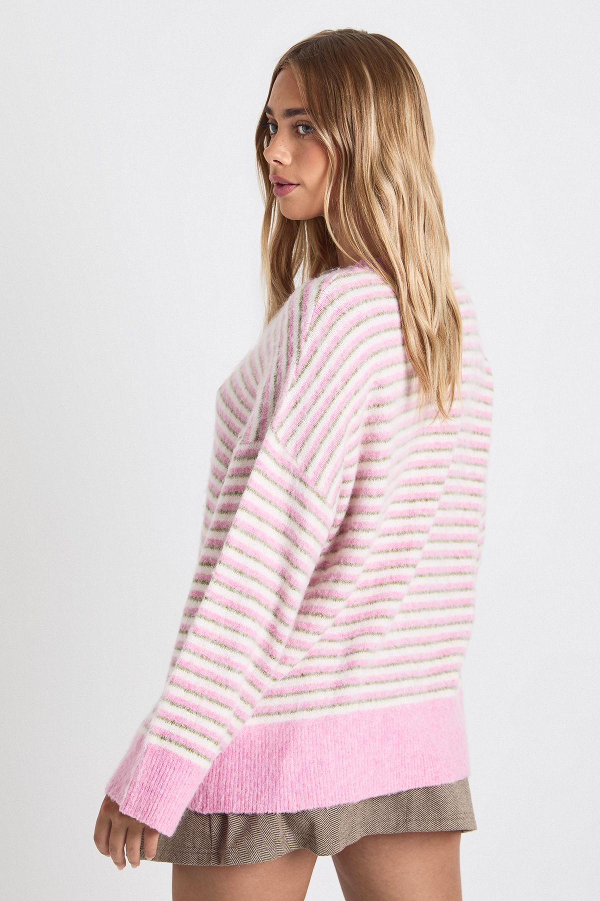 Super Soft Thin Stripe Oversized Knitted Jumper - Image 2