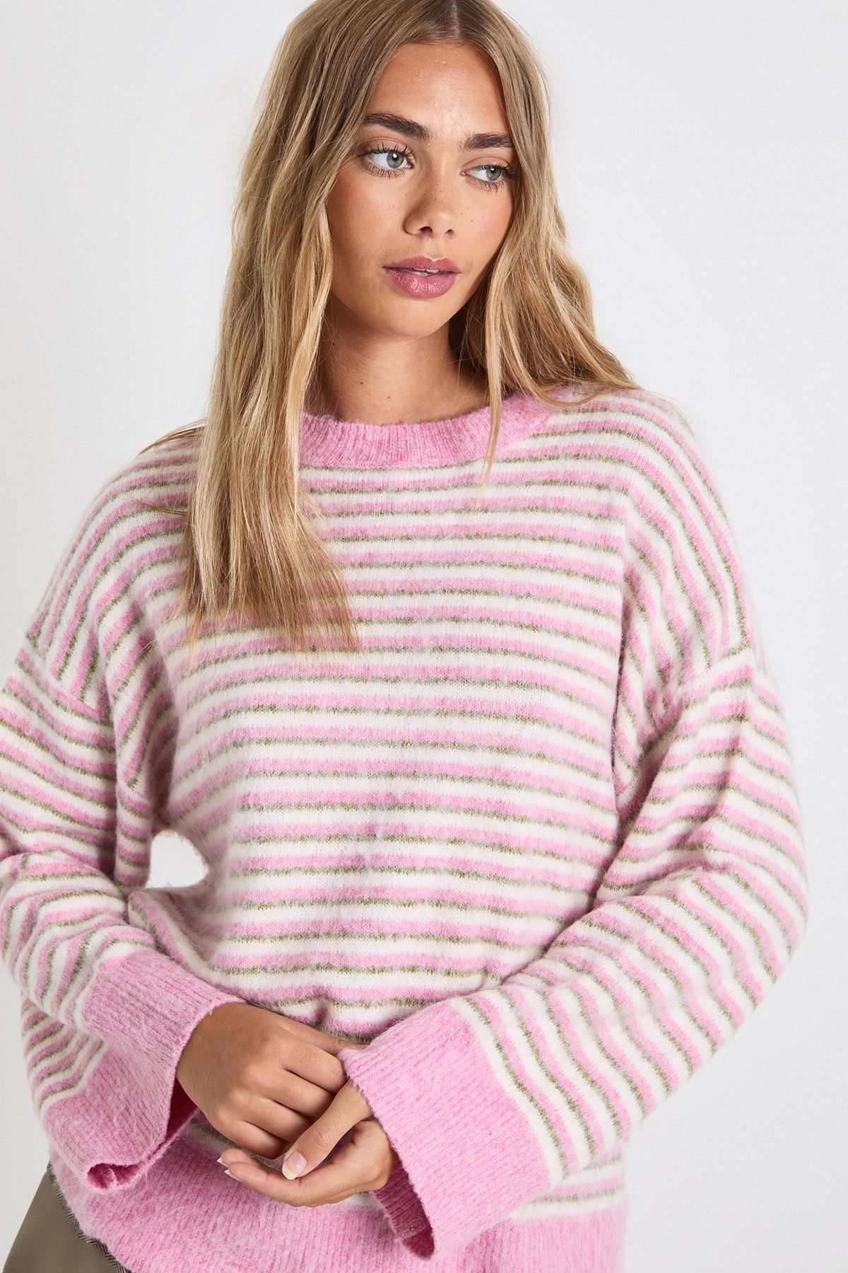 Super Soft Thin Stripe Oversized Knitted Jumper - Image 4