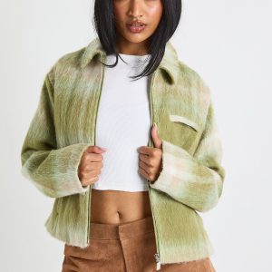 Wool Look Check Jacket
