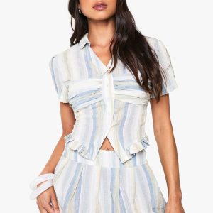 Stripe Pleated Mini Skirt