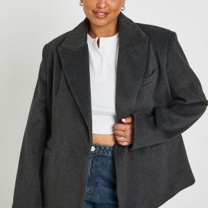 Plus Single Breasted Oversized Blazer