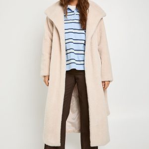 Shawl Collar Belted Borg Coat