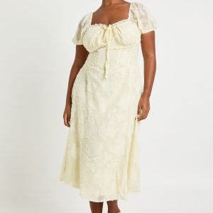 Plus Burnout Milkmaid Midi Dress