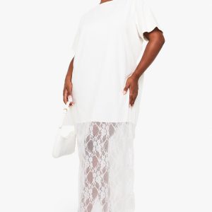 Plus Lace Detail Midaxi T-Shirt Dress