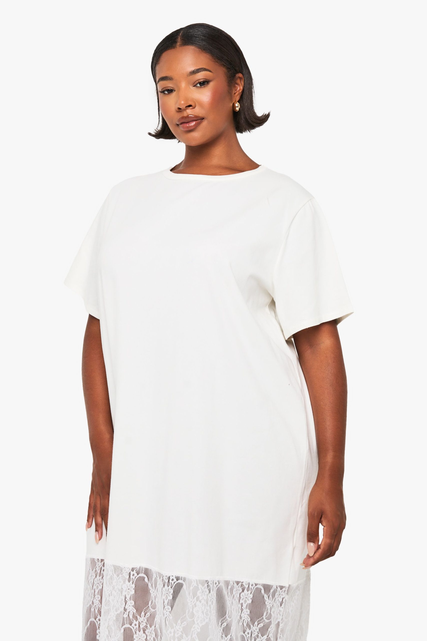 Plus Lace Detail Midaxi T-Shirt Dress - Image 4