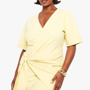 plus drop waist wrap dress