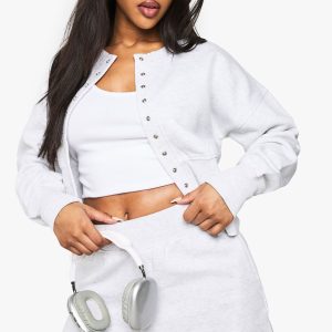 Deep Hem Popper Bomber Short Tracksuit