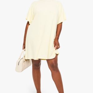 Plus Rib Raglan Sleeve T-Shirt Swing Dress