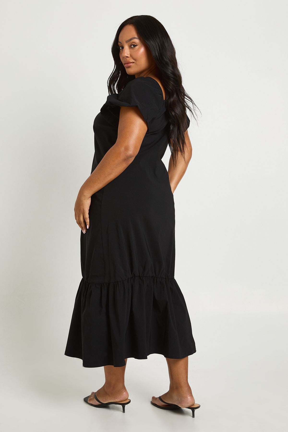 Plus Drop Hem Puff Sleeve Midaxi Smock Dress - Image 2