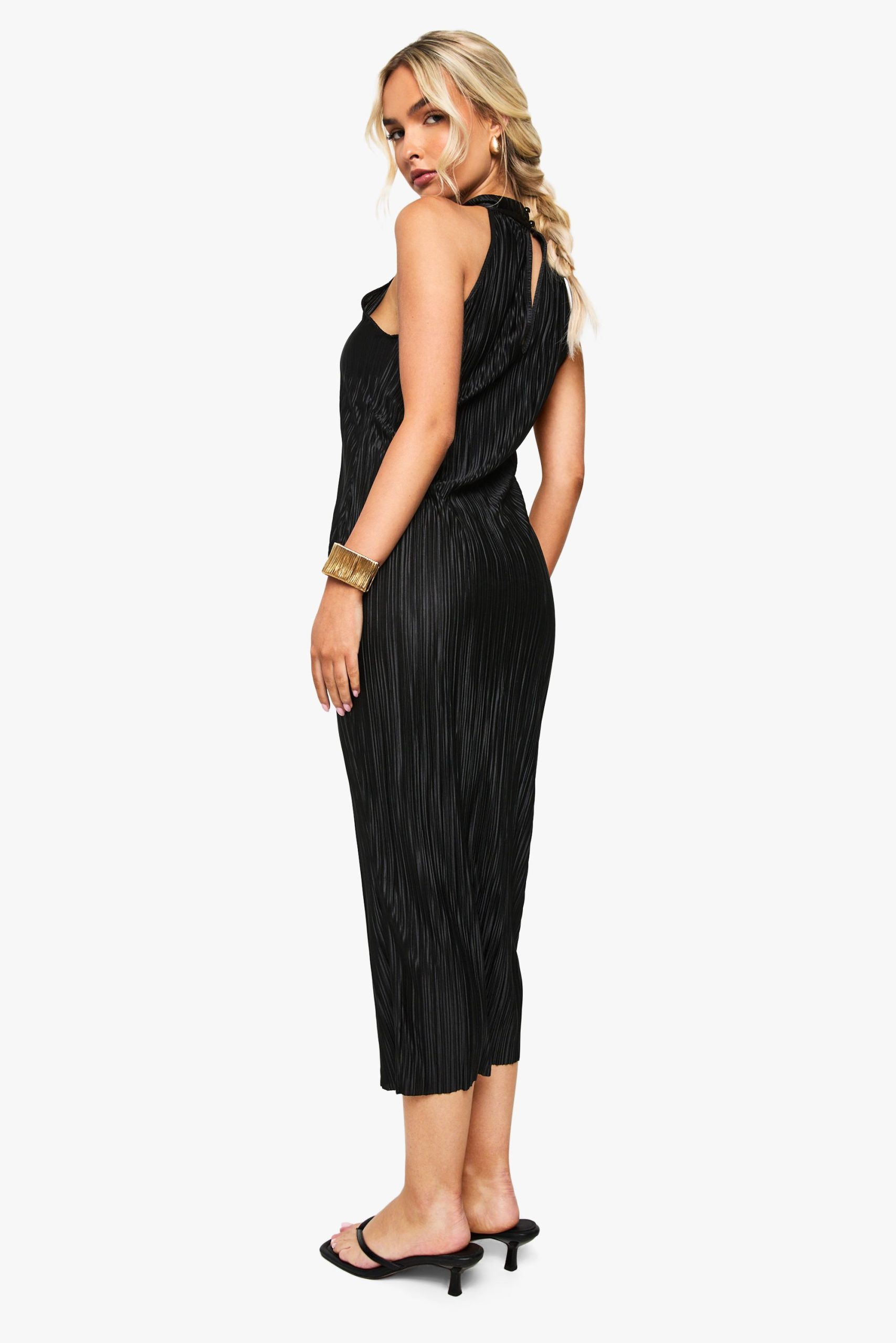 Plisse Halterneck Midi Dress - Image 2