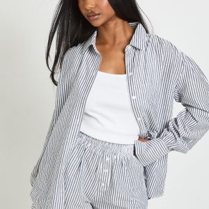 Crinkle Stripe Tie Cuff Shirt and Short Co-ord