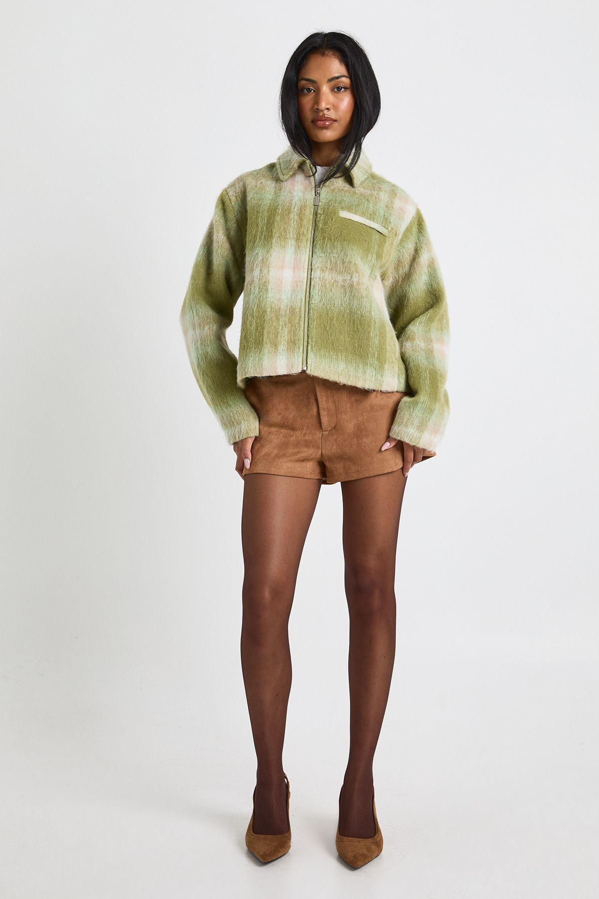 Faux Suede Tailored Mini Shorts - Image 3