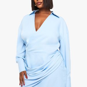 Plus Wrap Shirt Dress