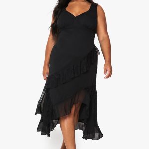 Plus Ruffle Lace And Chiffon Midaxi Dress