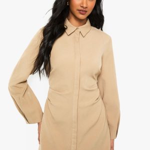 Cinched Waist Shirt Dress