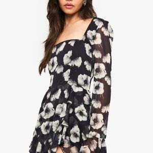 Floral Chiffon Skater Dress