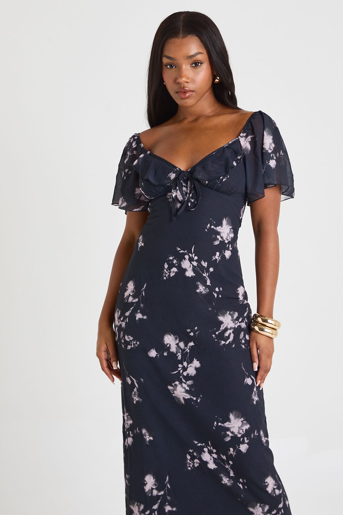 Floral Angel Sleeve Midaxi Dress - Image 3