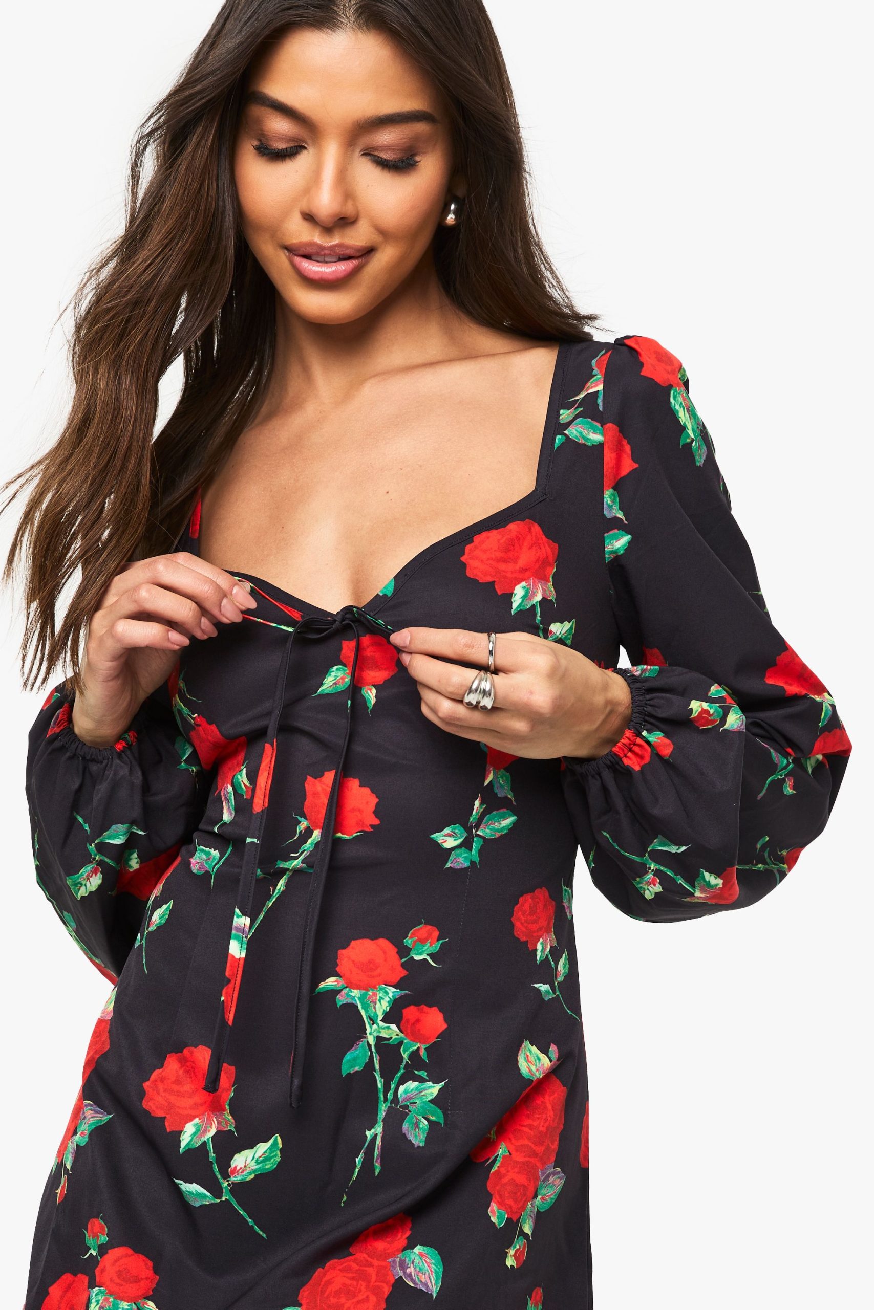 Floral Milkmaid Mini Dress - Image 4