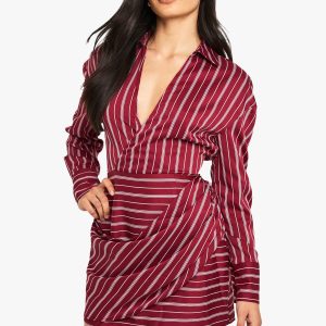 Stripe Wrap Shirt Dress