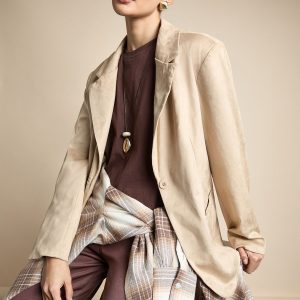 Boxy Oversized Faux Suede Blazer