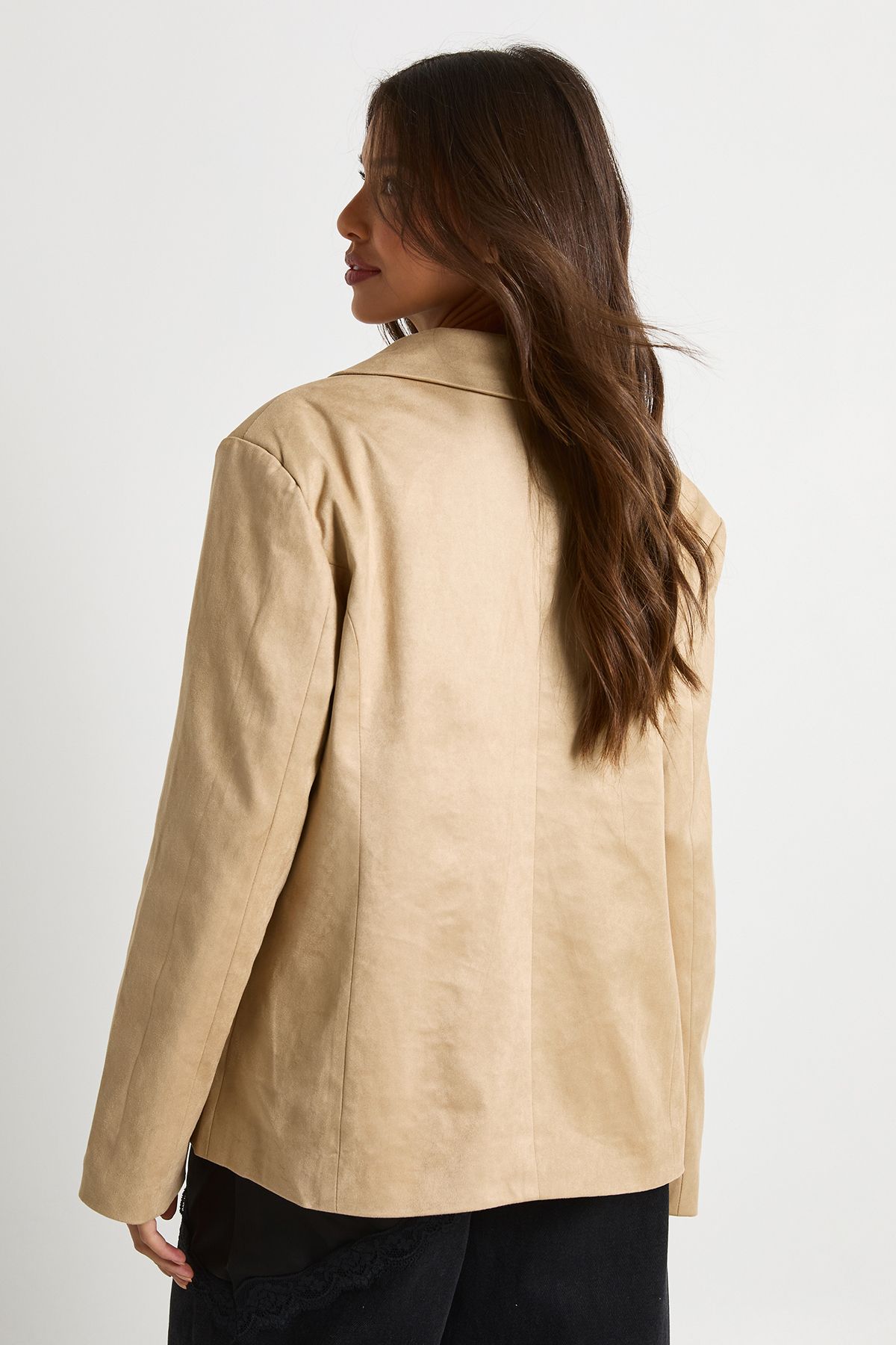 Boxy Oversized Faux Suede Blazer - Image 2