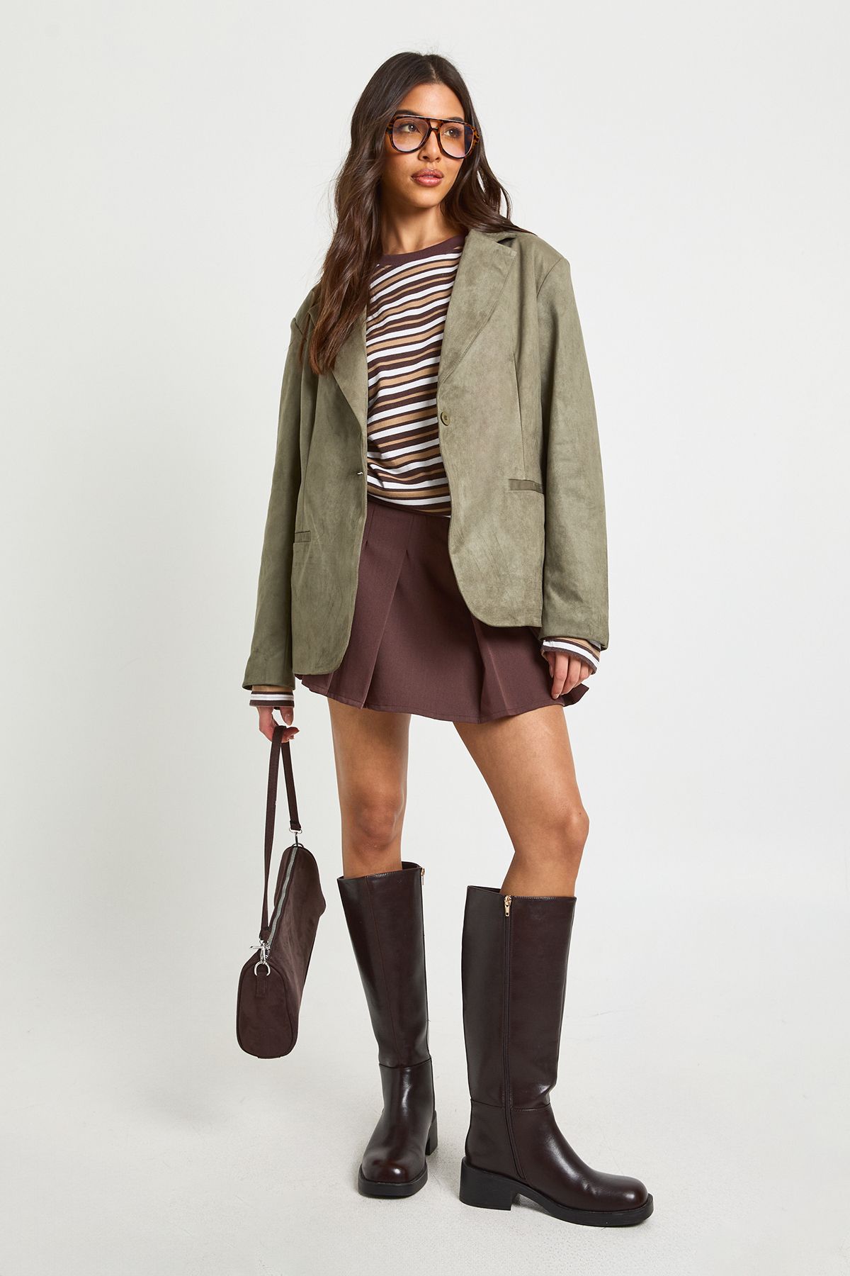 Boxy Oversized Faux Suede Blazer - Image 3