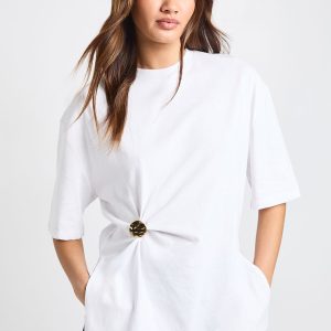 Cotton Gold Trim Detail Oversized T-shirt