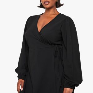 plus balloon sleeve wrap dress