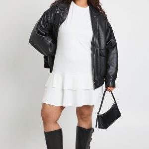 Plus Short Sleeve Frill Hem T Shirt Dress