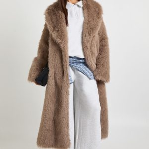 Premium Collard Faux Fur Maxi Coat