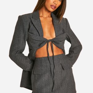 Herringbone Pocket Detail Mini Skirt