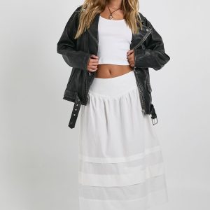 V Waist Volume Midaxi Skirt