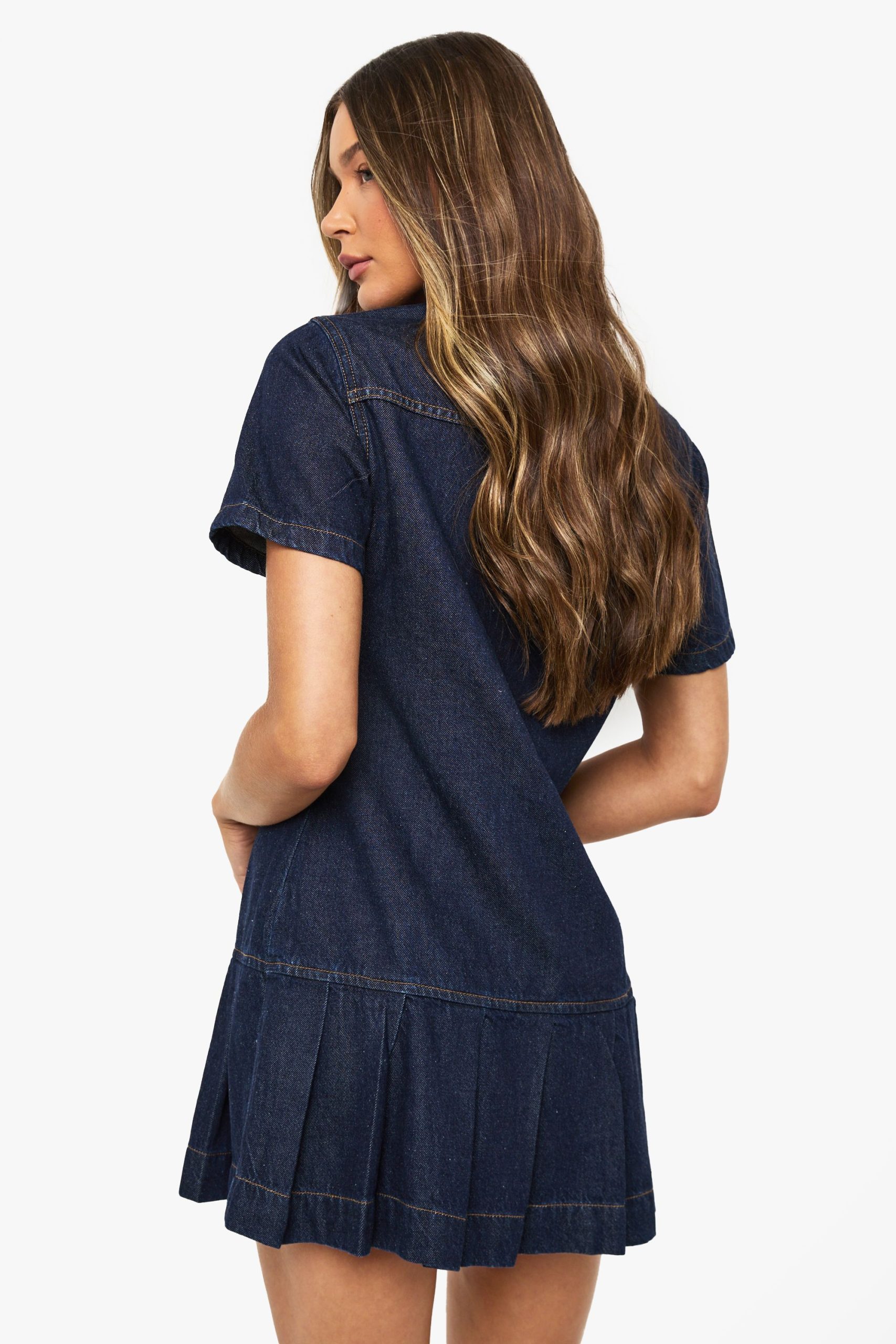 Pleated Denim Dress - Image 2
