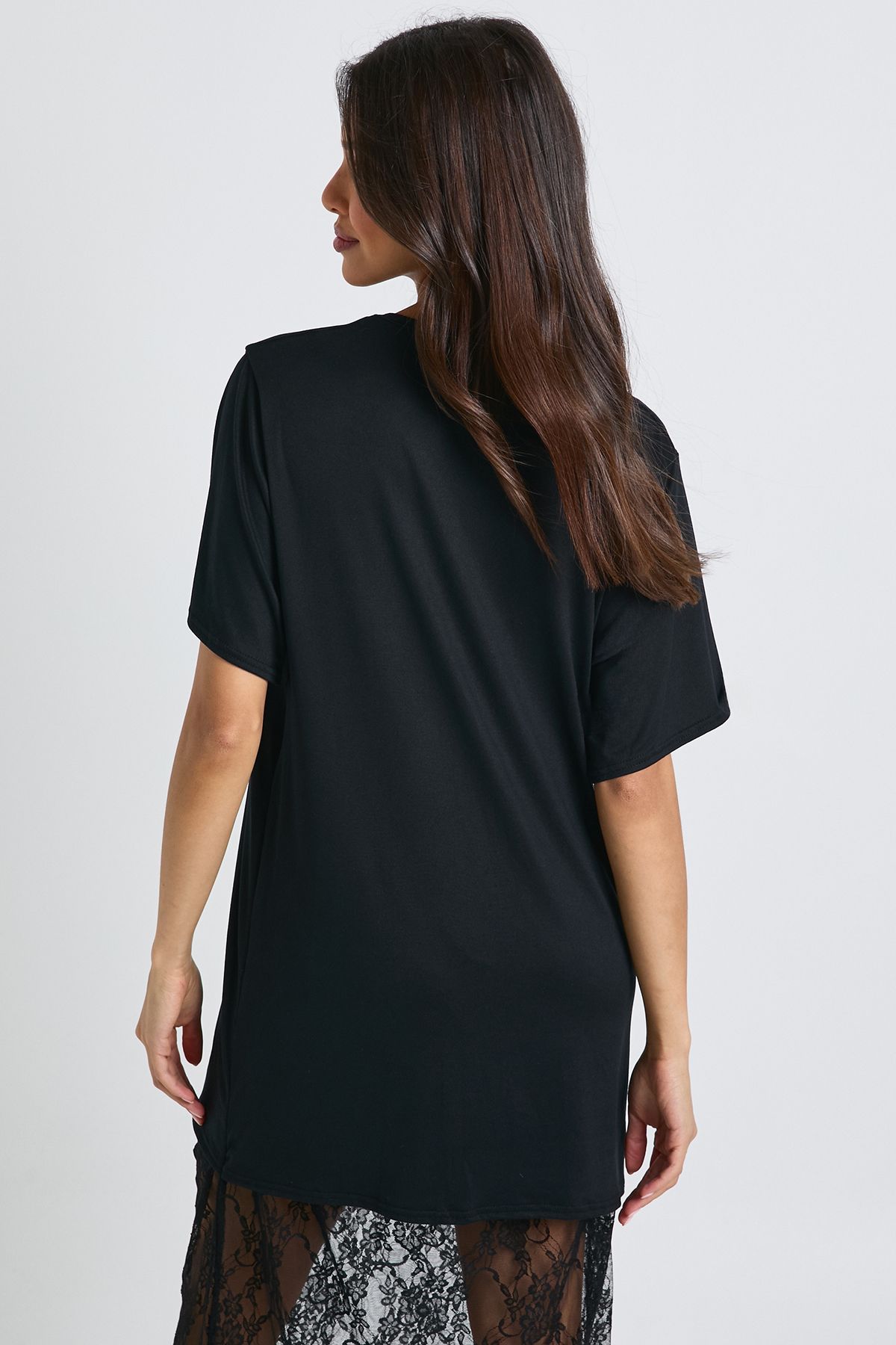 Lace Detail Midaxi T-shirt Dress - Image 2