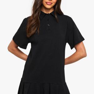 Cotton Pleated Hem T-Shirt Mini Dress
