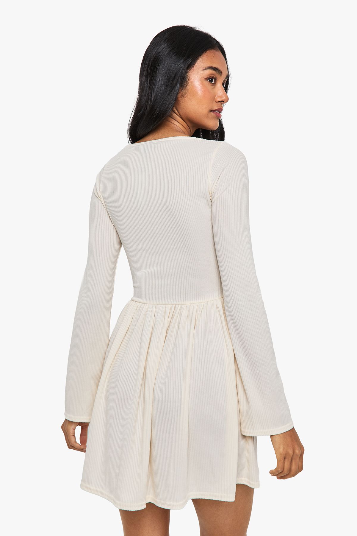 Rib Drop Hem Button Down Mini Dress - Image 2