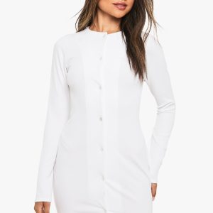 Rib Button Down Mini Dress
